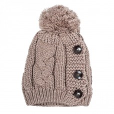 Taupe Michelle Knitted White Stitch Beanie  eb-23518806